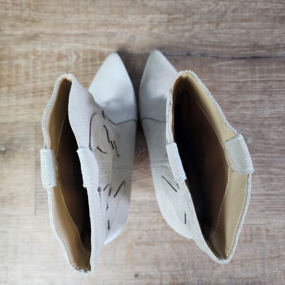 Nine West Beige Flow Leather Cowboy Stiletto Heeled Ankle Boots | Women's 8.5M - Picture 11 of 13